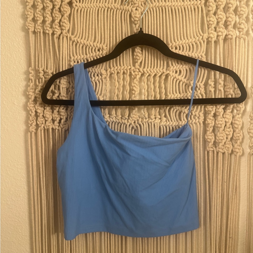 lululemon athletica Light Blue One-Shoulder Ribbed Crop Top